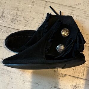 Black Suede Women's Shoes with Silver Accents